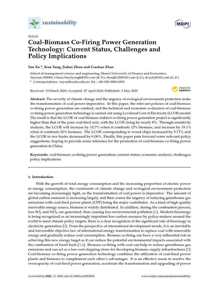 Sustainability 12 03692 v2 | PDF | Fossil Fuel Power Station | Coal
