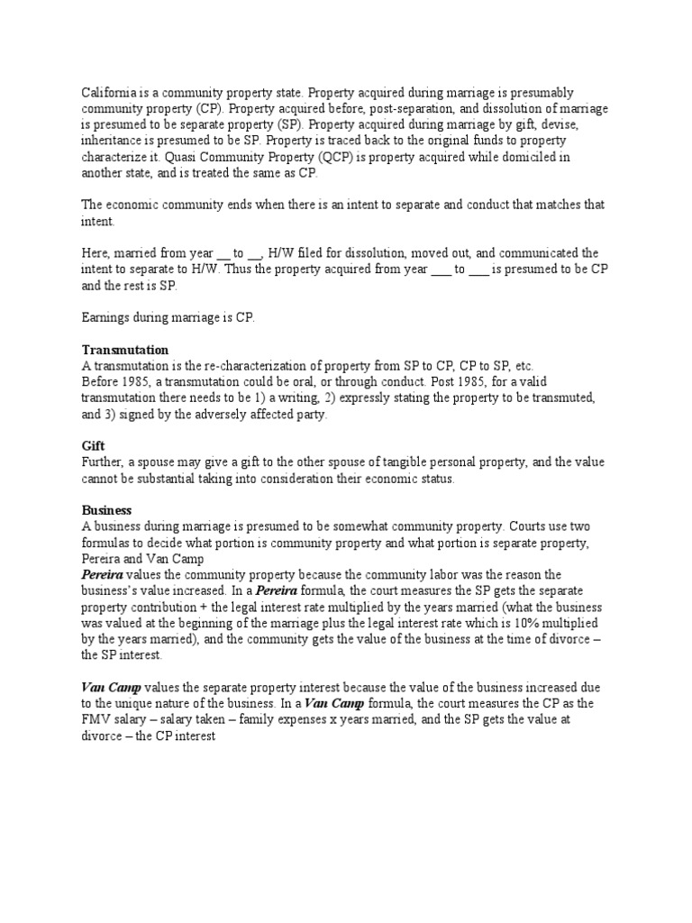 California Property Division Guide | PDF | Loans | Community Property