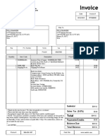 Invoice for Clocks and Shipping Charges