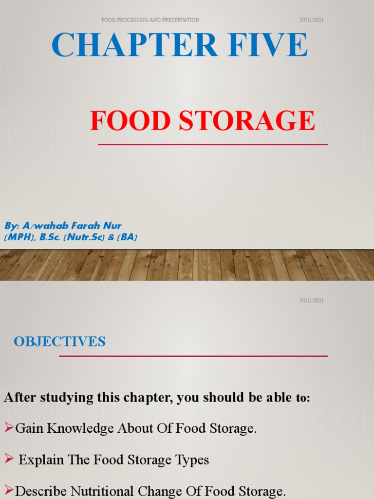 Chapter Five Food Storage PDF Food Storage Food Preservation