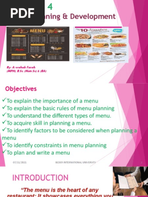 Chapter 4 Menu Planning