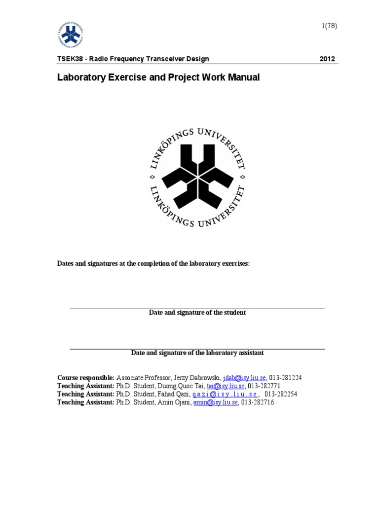 RF Transceiver Design Lab Manual | PDF | Spectral Density | Modulation
