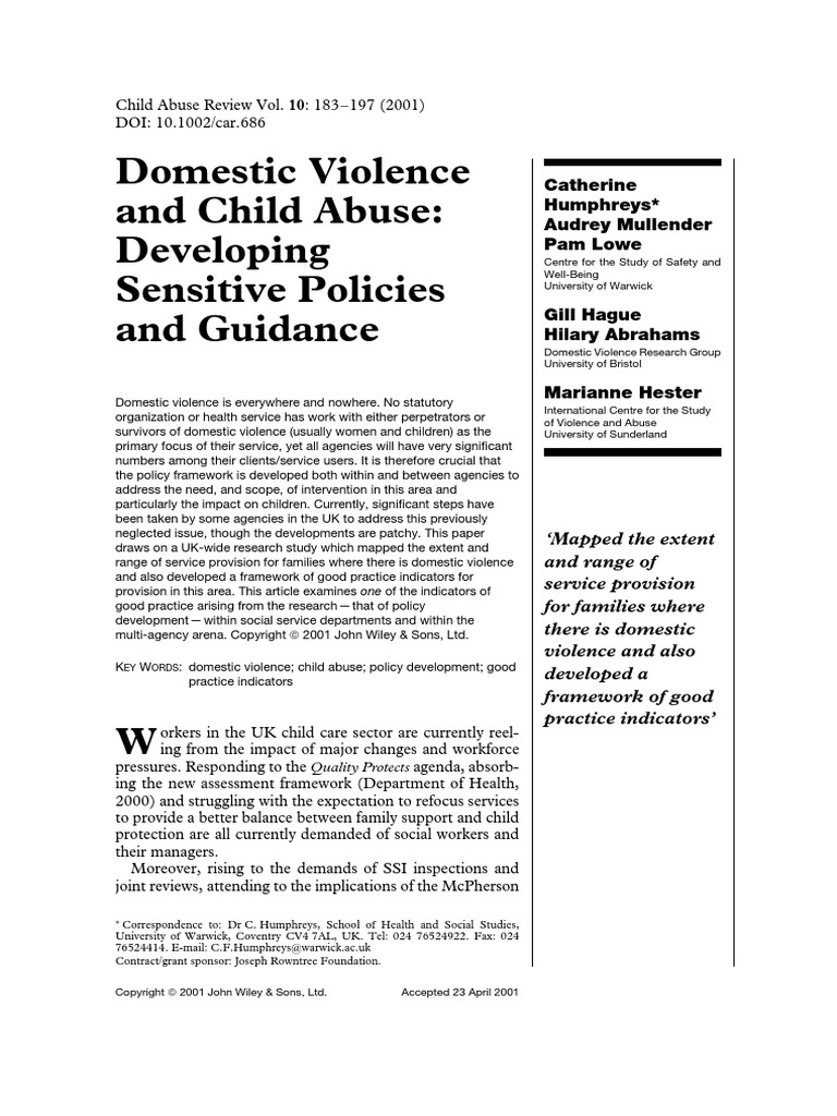 Domestic Violence and Child Abuse Develo | PDF | Domestic Violence ...