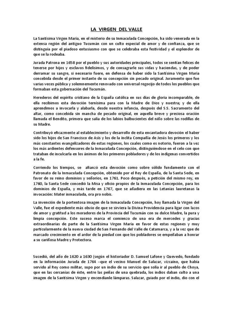 La Virgen Del Valle | PDF | María, madre de Jesús | Misa (liturgia)