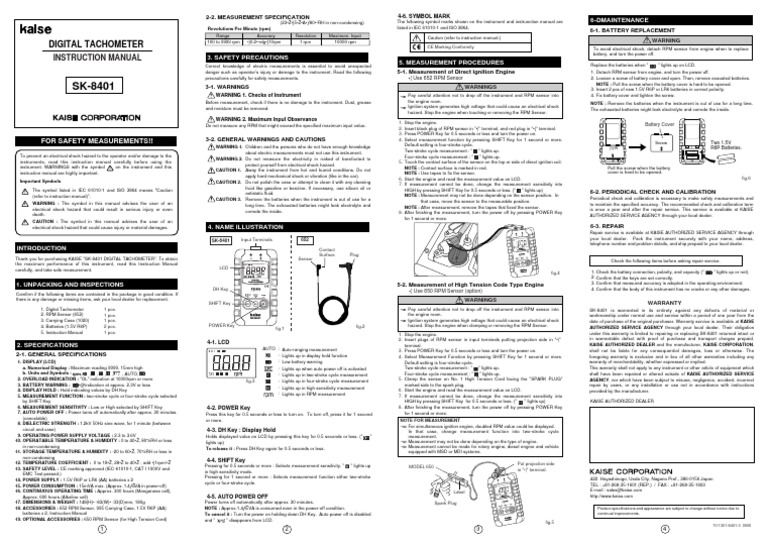 Digital Tachometer Instruction Manual PDF Ignition System