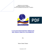 Catalogo de Fuentes Termales Del Suroccidente Colombiano