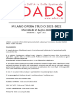 ADADS Accademia Dell'arte Spettacolo Milano Modulo Application Form