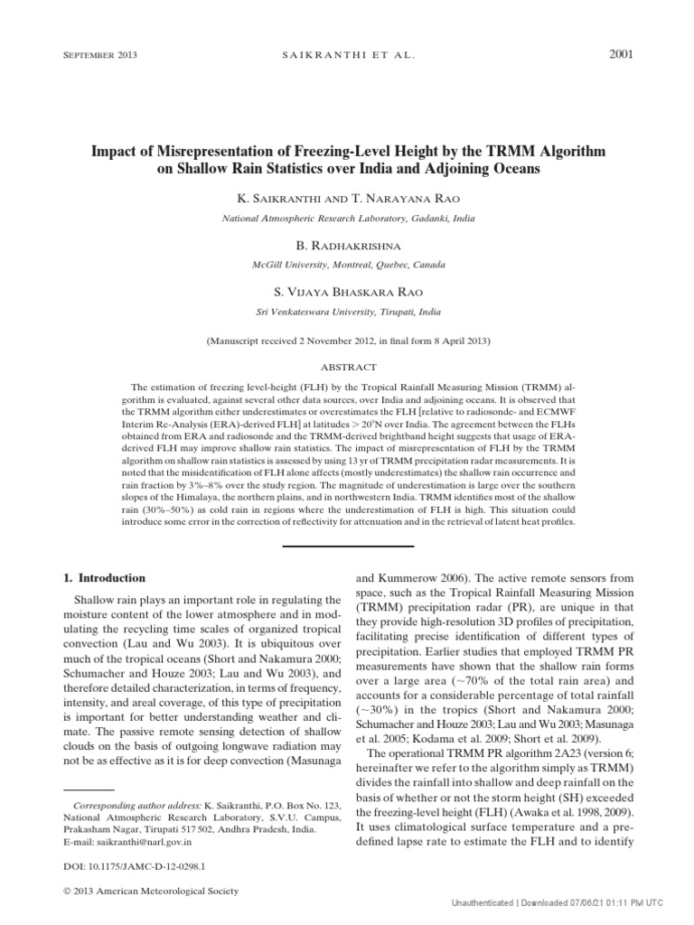 TRMM Algorithm's Impact on Rainfall in India | PDF | Precipitation | Rain