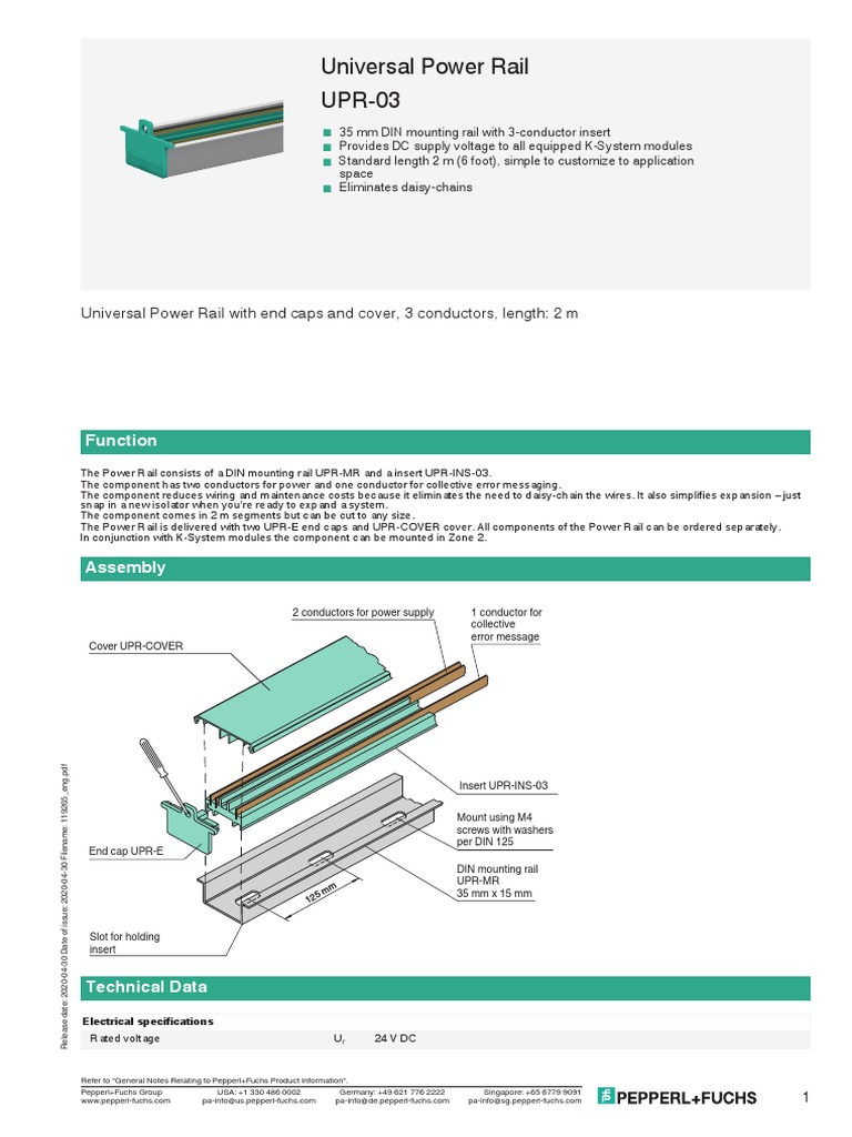 P+F Universal Power Rail | Download Free PDF | Electrical Conductor ...