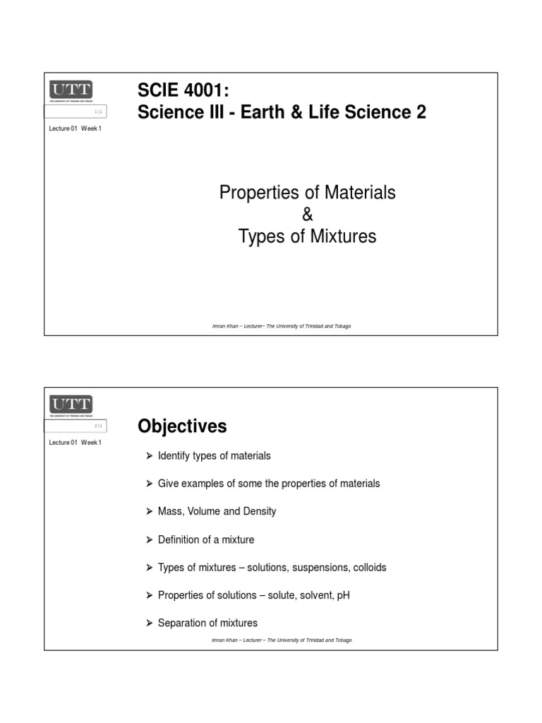 01 Properties+of+Materials+&+Mixtures+-+B&W+edition | PDF | Solution ...