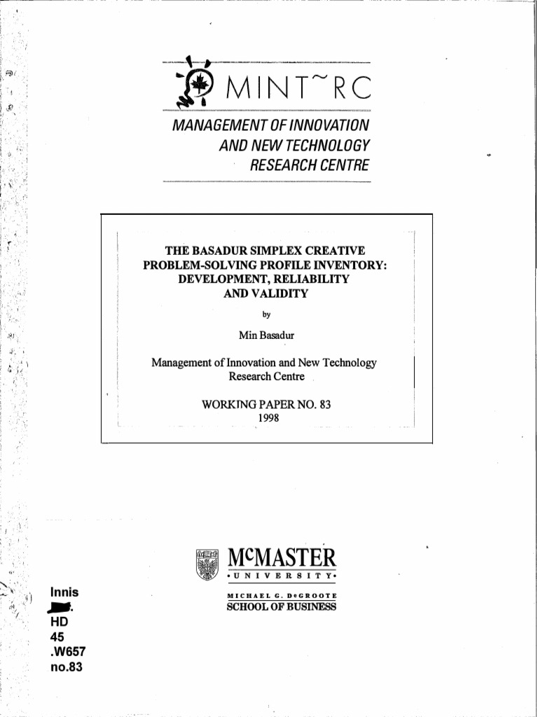 Basadur simplex problem solving process pdf creativity innovation