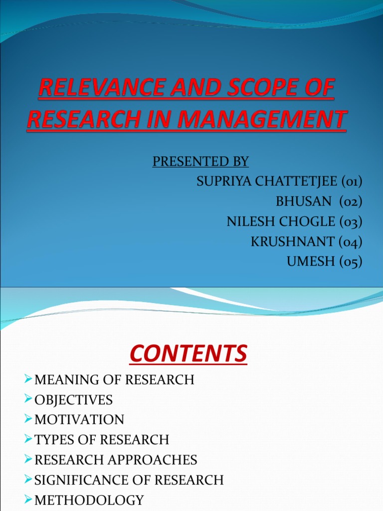 Relevance and Scope of Research in Management | PDF