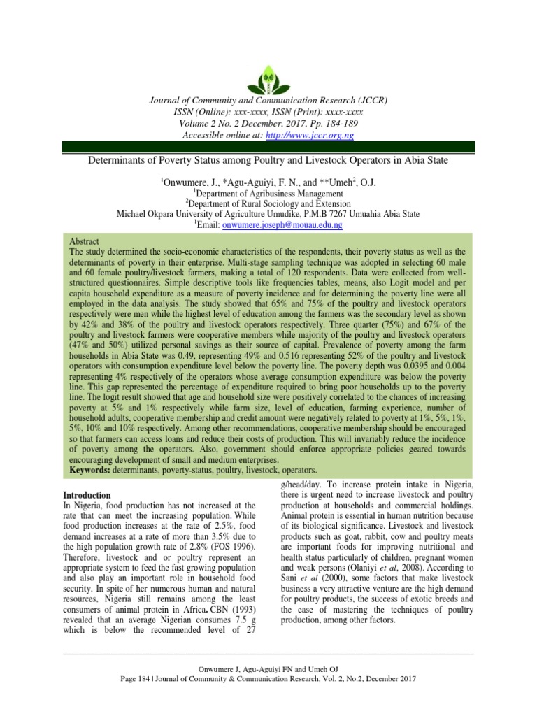 Poverty Determinants in Poultry Farming | PDF | Poverty Threshold | Poverty