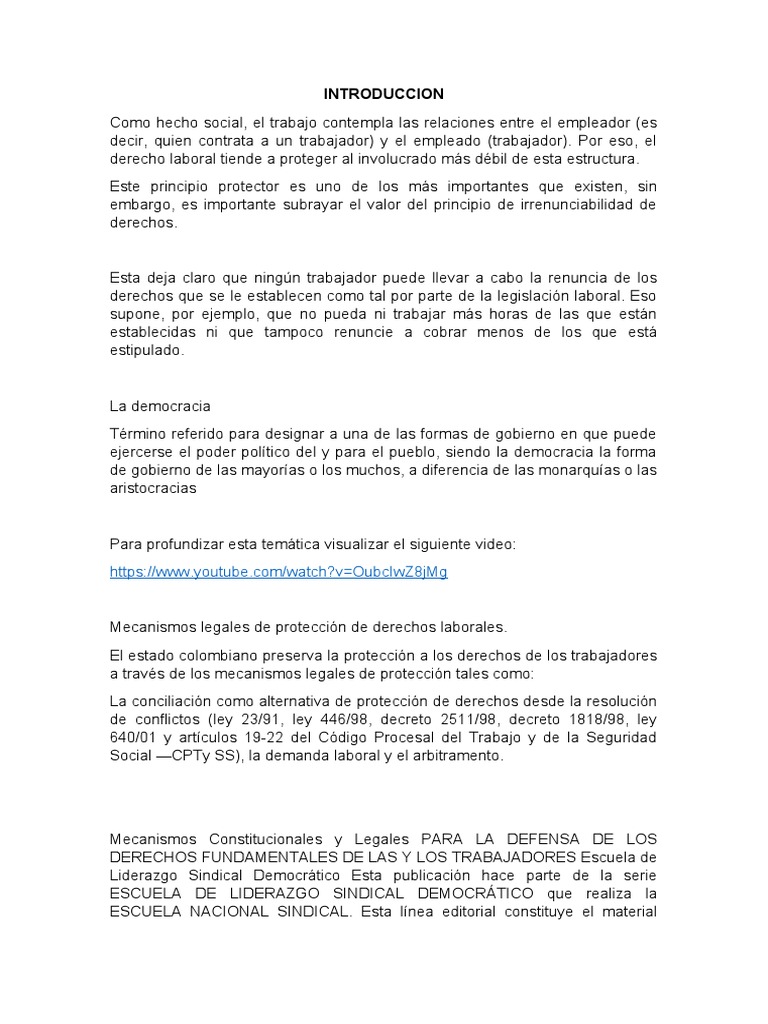 Derechos Fundamentales en El Trabajo | PDF | Derecho laboral | Derecho ...