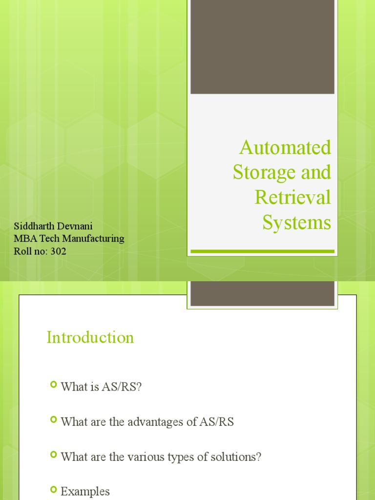 Automated Storage and Retrieval Systems | PDF | Business | Systems ...