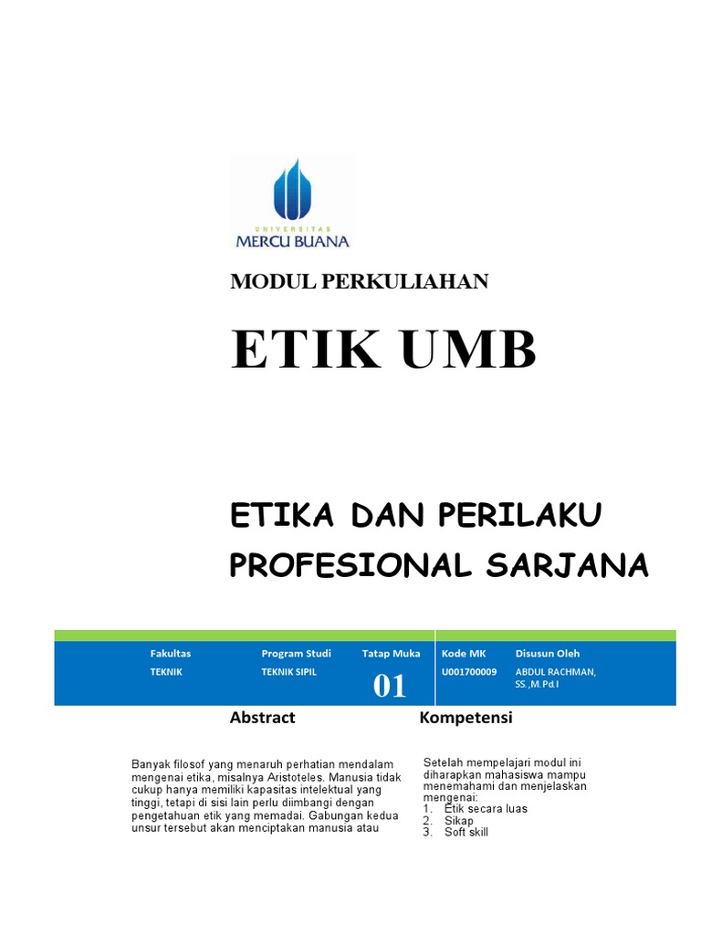 Modul Etik 1 - Etik Sebuah Pengantar | PDF