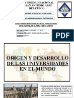 Origen y desarrollo de las universidades en el mundo, Perú y UNSAAC