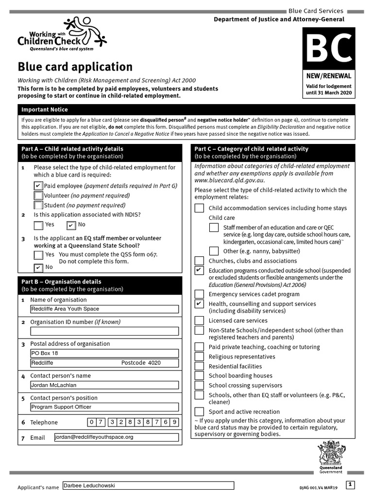 Leduchowski, Darbee - Blue Card Application | PDF | Identity Document ...