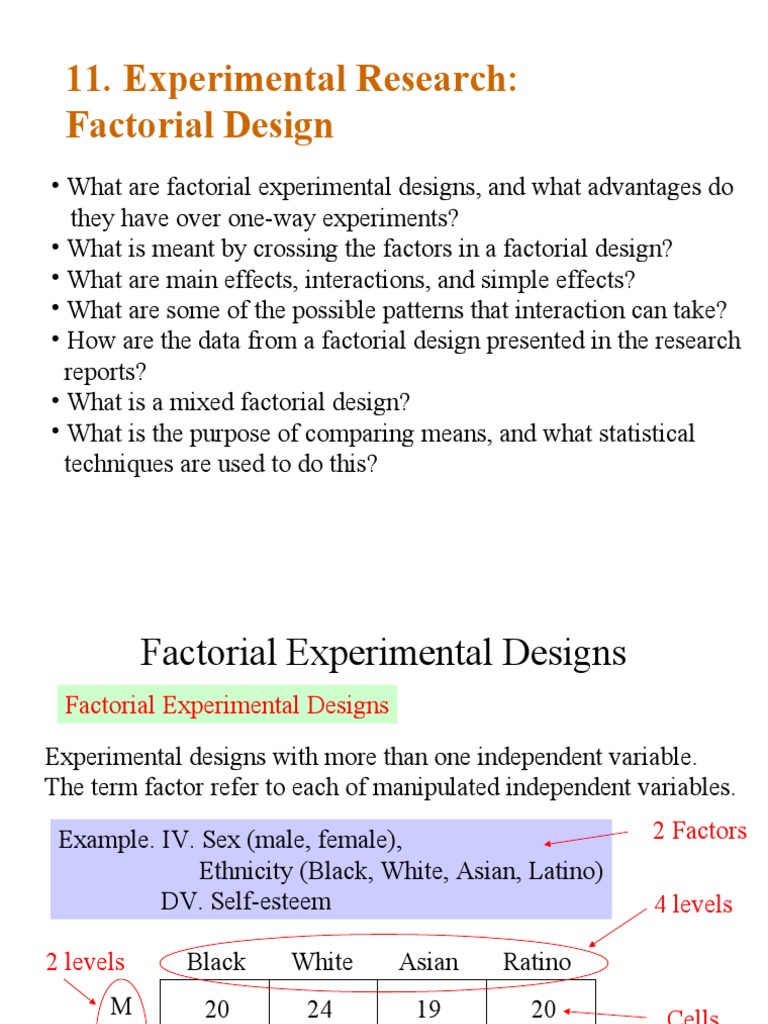 Experimental Research: Factorial Design | PDF | Design Of Experiments ...