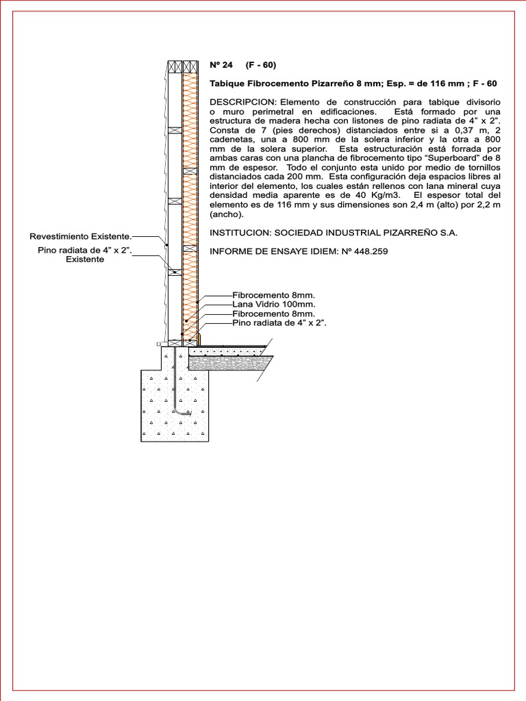 F7a. - Tabique Fibrocemento Pizarreño 8 MM Esp. de 116 MM F - 60 | PDF