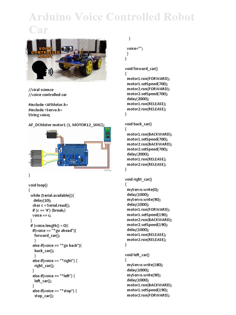 Arduino Voice Controlled Robot Car | Download Free PDF | Computing And ...
