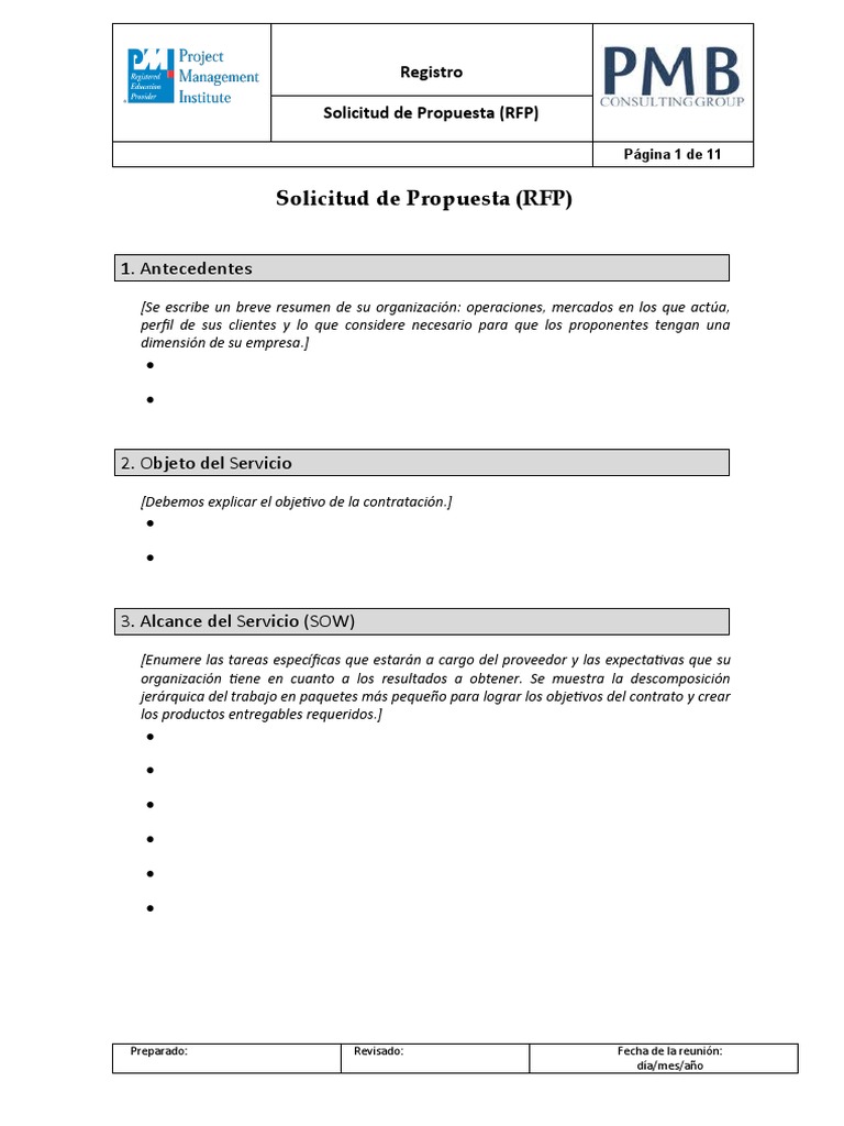 Plantilla de Solicitud de Propuesta RFP | PDF | Business | Informática ...