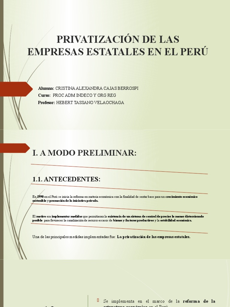 Privatización de Empresas Estatales en Perú | PDF | Privatización | Perú