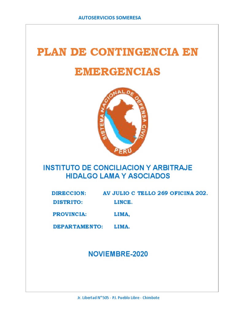 Plan de Contingencia para Emergencias | PDF | Defensa Civil | Primeros ...