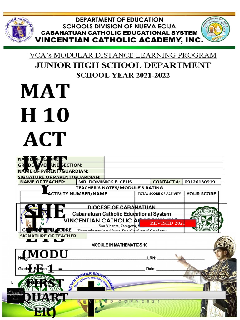 Math 10 Module: Patterns & Sequences | PDF | Teaching | Pedagogy