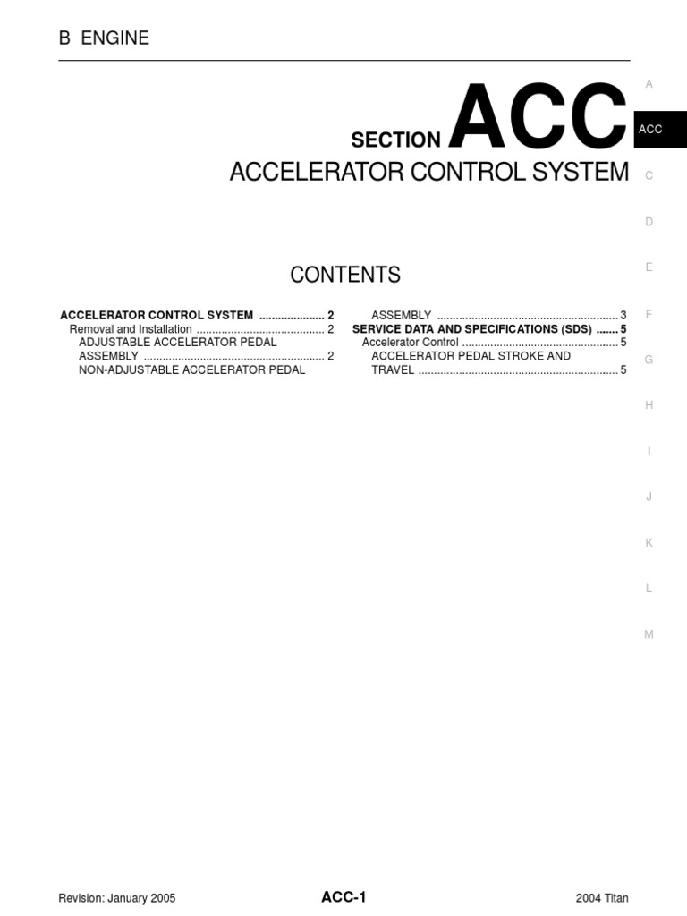 Accelerator Control System Removal, Installation, and Inspection