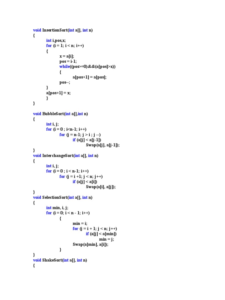 Sorting Algorithms in C Programming | PDF | Applied Mathematics ...