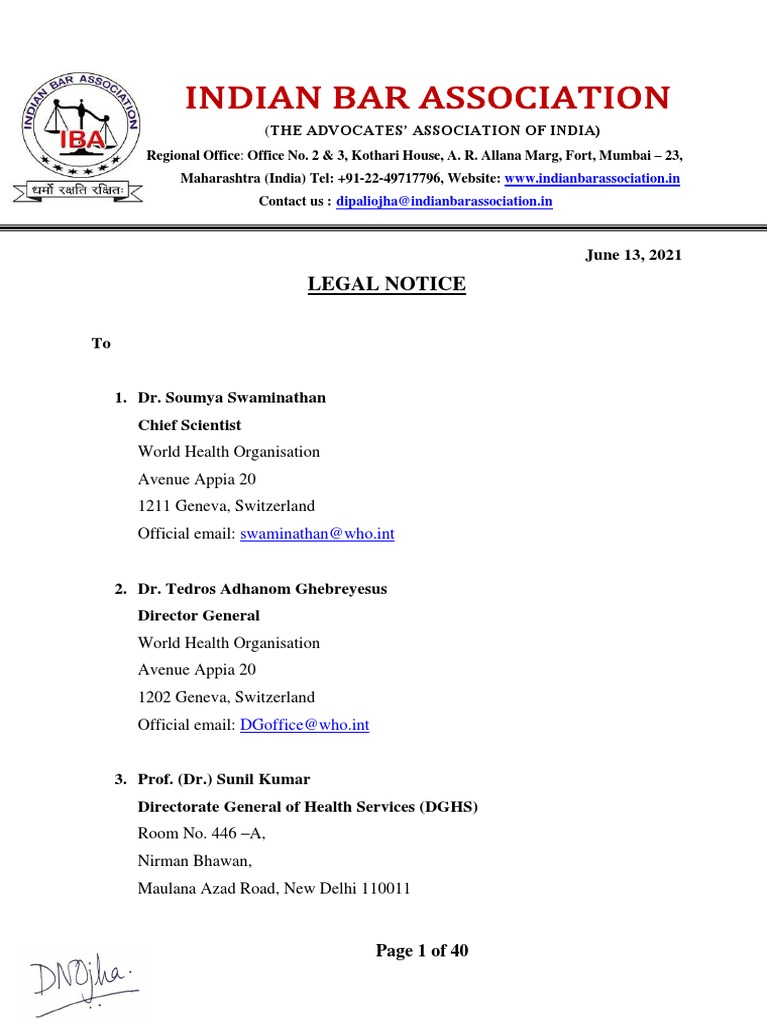 Legal Notice For Contempt June 13 2021 | PDF | Contempt Of Court ...