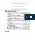 Project Management Interview Evaluaiton Form: To Be Filled by The Interviewer