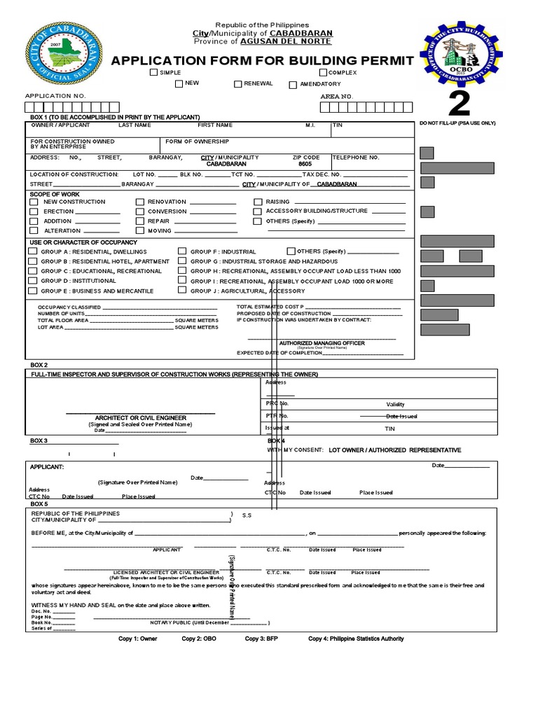 Building Permit Application Form Philippines | PDF | Real Estate Law ...