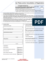 Number Plates And/or Cancellation of Registration: Customer Information