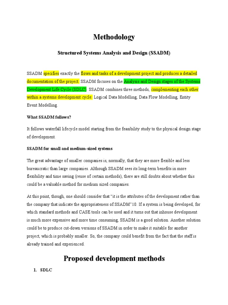 Structured Systems Analysis And Design Methodology Ssadm