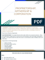 Sole Proprietorship, Partnership & Corporation