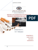 Report On Marketing Stategy For Smoking Preferences and Habits