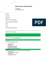 Curriculum Exit Tracking Form