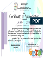 Certificate of Appreciation: Lejeb T. Colete