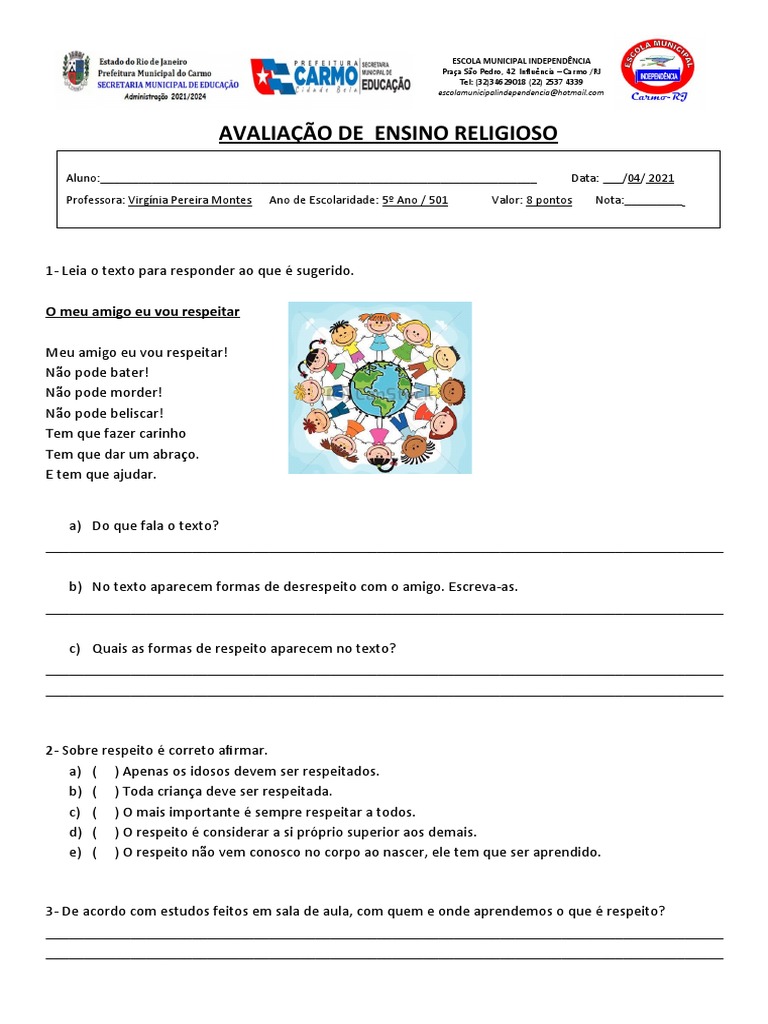Avaliação de Ensino Religioso | PDF