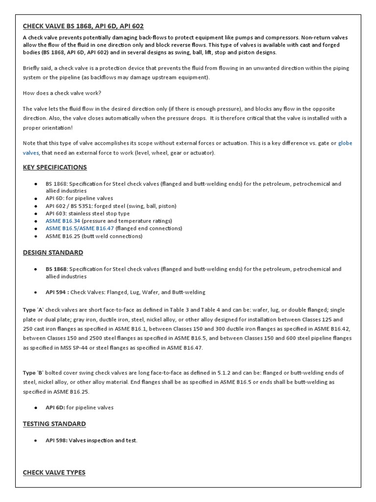 Check Valve | PDF | Valve | Lift (Force)