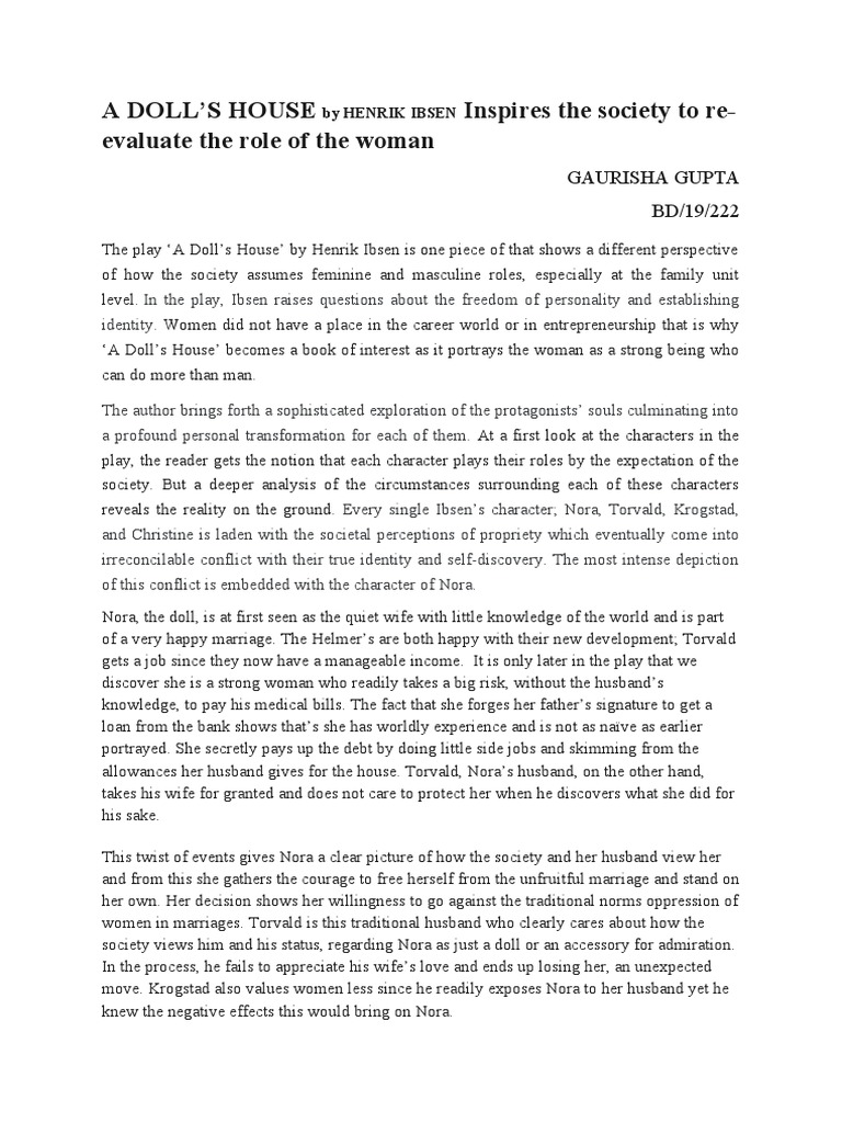 A Doll's House Book Review PDF A Doll's House Human Nature