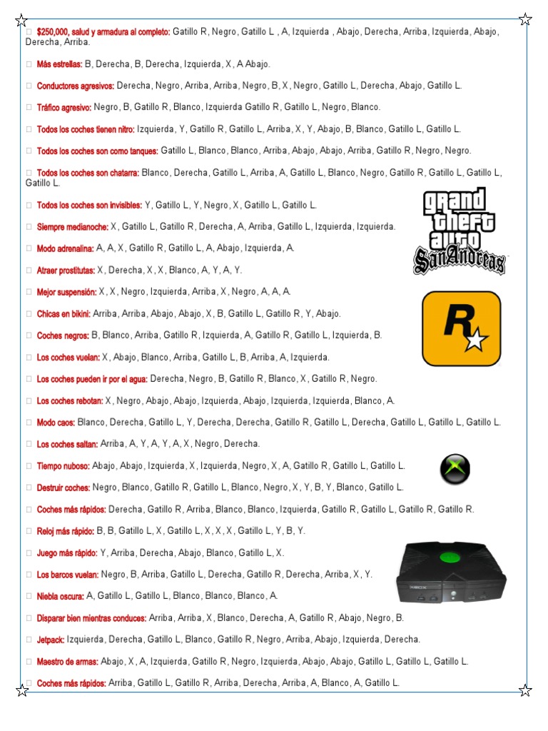 🔥15 TRUCOS para GTA San Andreas para XBOX 360 (Claves XBOX 360