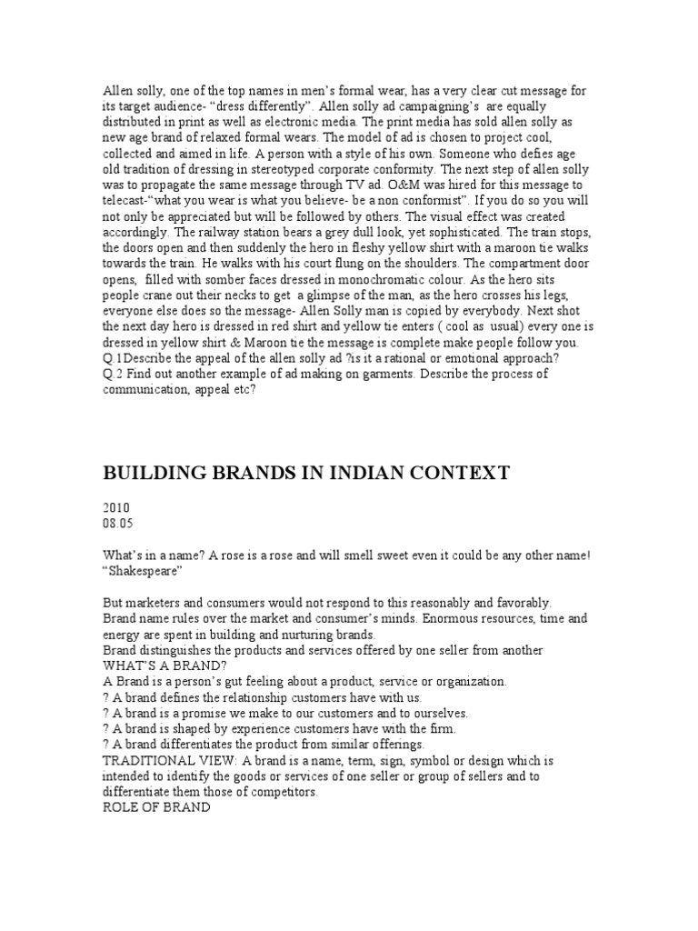 Allen Solly PDF Brand Target Audience