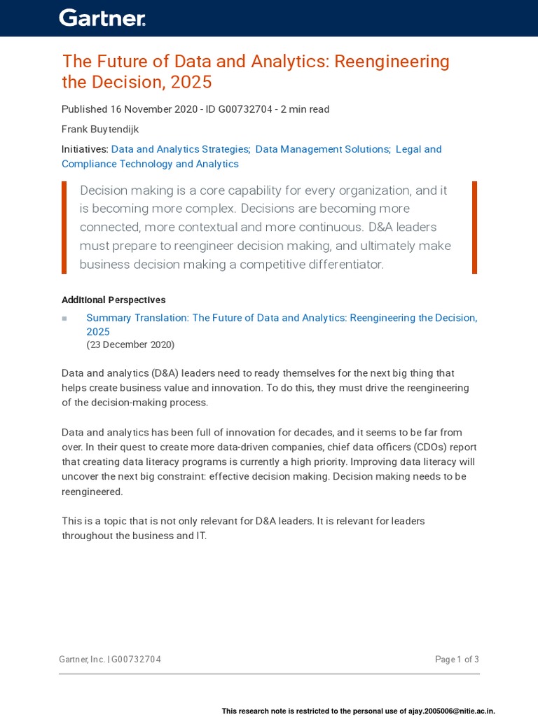 The Future of Data and Analytics: Reengineering The Decision, 2025 ...