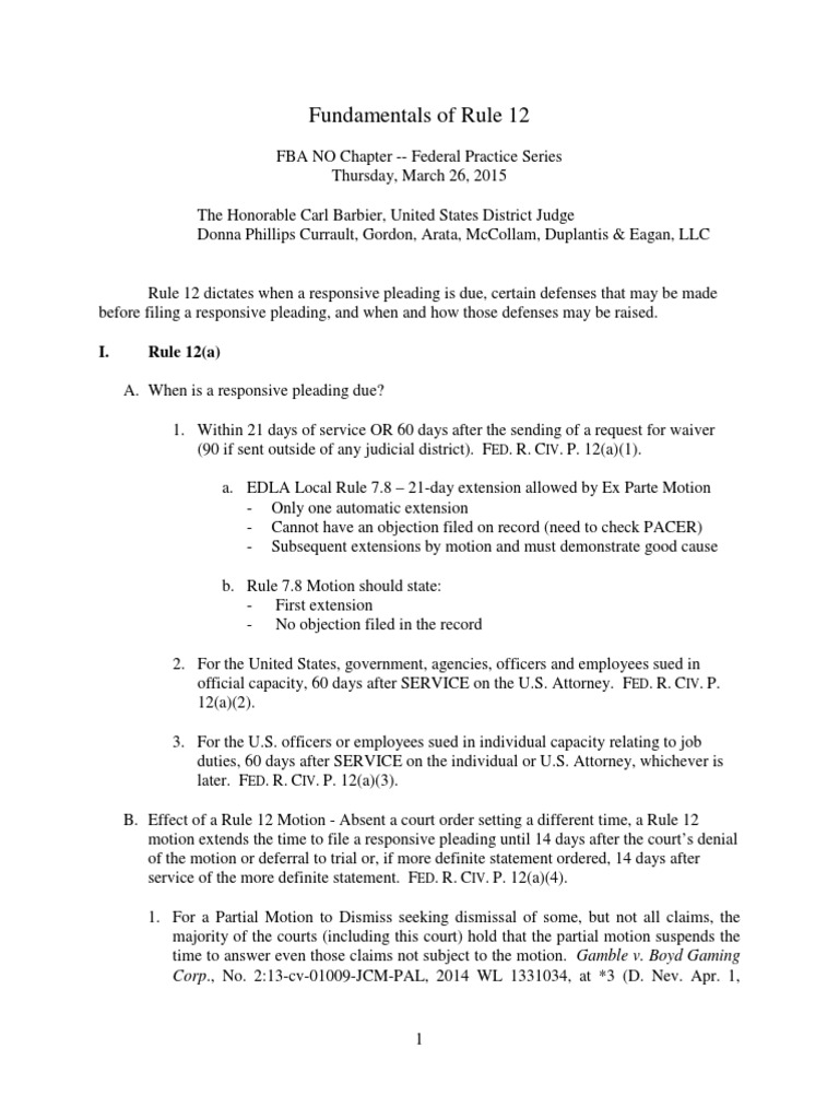 Understanding Rule 12 Motions | PDF | Bell Atlantic Corp. V. Twombly ...