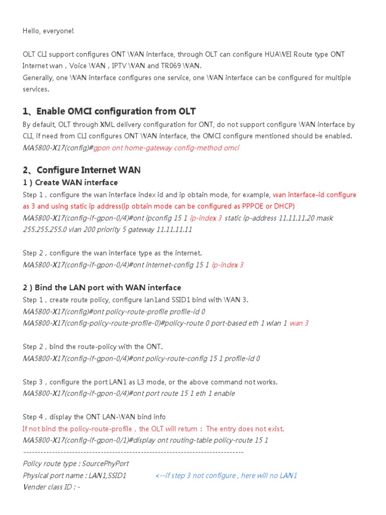 Configuring ONT WAN Interfaces on OLT | PDF | Ip Address | Internet ...