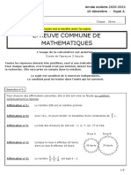 Brevet Blanc Math College Jean Lecanuet Decembre 2020