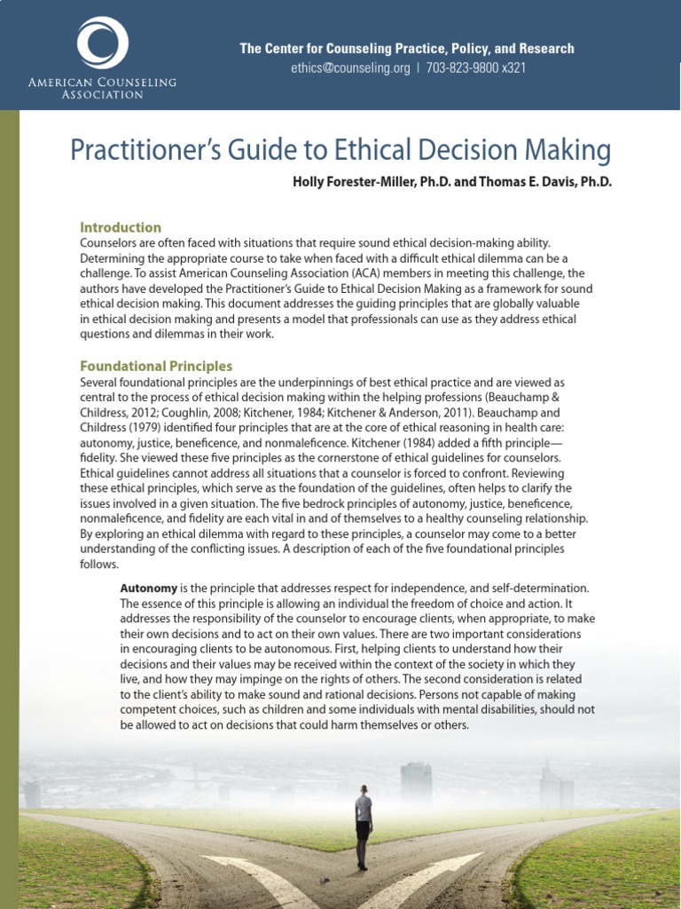 Ethical Decision Making for Counselors | PDF | Autonomy | Counseling ...